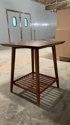 Home Solid Wood Square Side Table Furniture 500*500mm With 2 Shelves