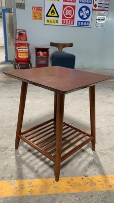 Home Solid Wood Square Side Table Furniture 500*500mm With 2 Shelves