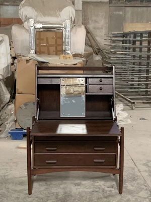 Bedroom Wooden Makeup Vanity Desk Retro Luxury Dressing Table With Mirror