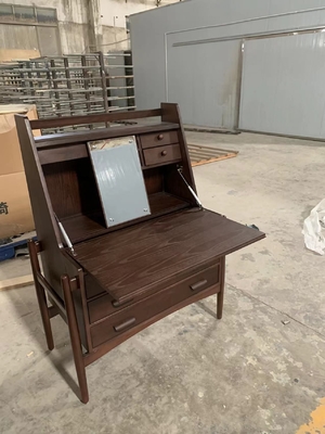 Bedroom Wooden Makeup Vanity Desk Retro Luxury Dressing Table With Mirror