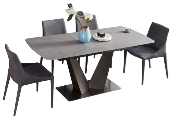 Modern Dining Table Set Furniture Sitting Comfortable Chairs With Stainless Steel Base