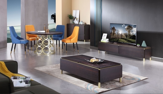 Living Room Modern Dining Table Set Furniture 8 Seaters Metal Table Set