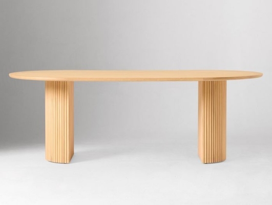 Oval Shape Dining Table Set Furniture Assembly Required With Two Base