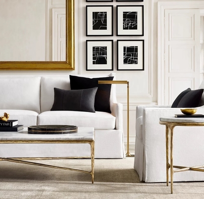 Coffee Table Furniture for Modern Living Room Stainless Steel with Sintered Stone Top Newland Furniture Manufacture