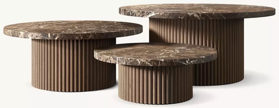 Customizable Size Modern Side Table Furniture for Living Room with Wood  and Sintered Stone Top