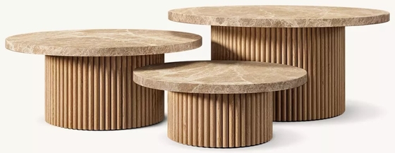 Customizable Size Modern Side Table Furniture for Living Room with Wood  and Sintered Stone Top