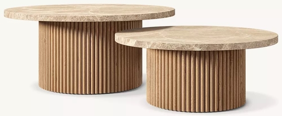 Customizable Size Modern Side Table Furniture for Living Room with Wood  and Sintered Stone Top