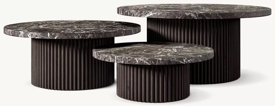 Customizable Size Modern Side Table Furniture for Living Room with Wood  and Sintered Stone Top