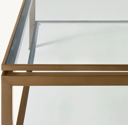 Stainless Steel Coffee Table Furniture for Modern Living Room and glass Top Newland Furniture Custom Size Availab