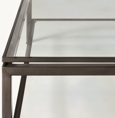 Stainless Steel Coffee Table Furniture for Modern Living Room and glass Top Newland Furniture Custom Size Availab