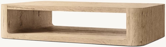 Contemporary Design Coffee Table Furniture with Wood Top and Sintered Stone Base for Living Room