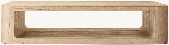 Contemporary Design Coffee Table Furniture with Wood Top and Sintered Stone Base for Living Room