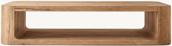 Contemporary Design Coffee Table Furniture with Wood Top and Sintered Stone Base for Living Room