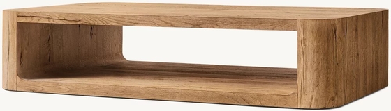 Contemporary Design Coffee Table Furniture with Wood Top and Sintered Stone Base for Living Room