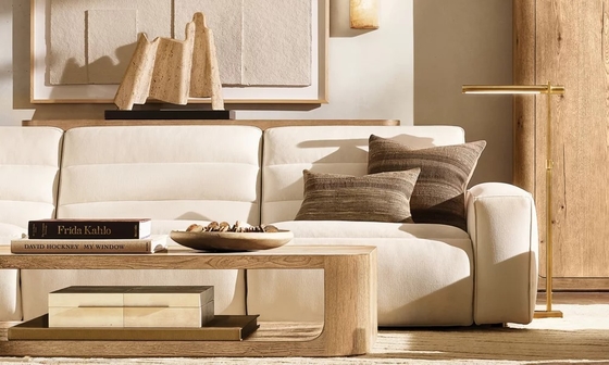 Contemporary Design Coffee Table Furniture with Wood Top and Sintered Stone Base for Living Room