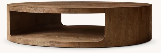 Contemporary Design Coffee Table Furniture with Wood Top and Sintered Stone Base for Living Room