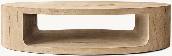 Contemporary Design Coffee Table Furniture with Wood Top and Sintered Stone Base for Living Room