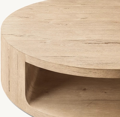 Contemporary Design Coffee Table Furniture with Wood Top and Sintered Stone Base for Living Room