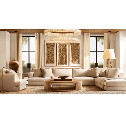 Contemporary Design Coffee Table Furniture with Wood Top and Sintered Stone Base for Living Room