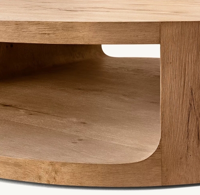 Contemporary Design Coffee Table Furniture with Wood Top and Sintered Stone Base for Living Room