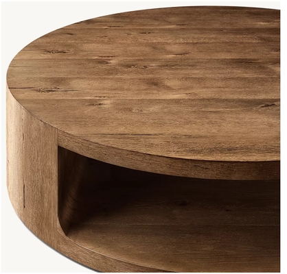 Contemporary Design Coffee Table Furniture with Wood Top and Sintered Stone Base for Living Room