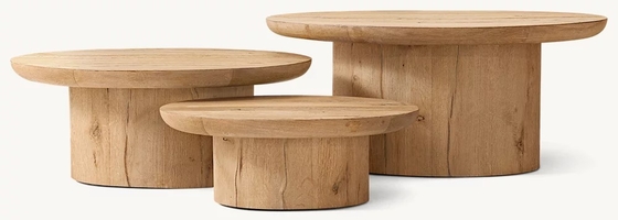 Contemporary Design Coffee Table Furniture with Wood Top and Sintered Stone Base for Living Room