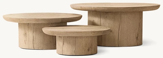 Contemporary Design Coffee Table Furniture with Wood Top and Sintered Stone Base for Living Room