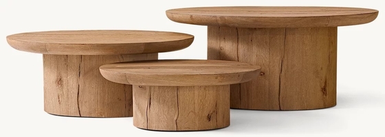Contemporary Design Coffee Table Furniture with Wood Top and Sintered Stone Base for Living Room