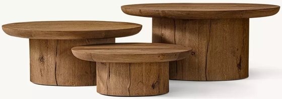 Contemporary Design Coffee Table Furniture with Wood Top and Sintered Stone Base for Living Room
