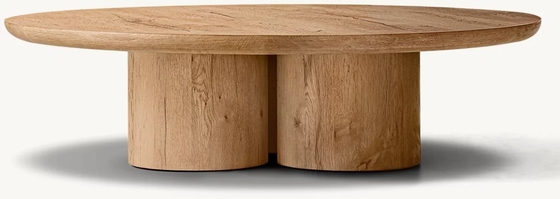 Contemporary Design Coffee Table Furniture with Wood Top and Sintered Stone Base for Living Room