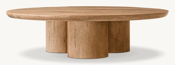 Contemporary Design Coffee Table Furniture with Wood Top and Sintered Stone Base for Living Room
