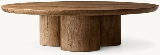 Contemporary Design Coffee Table Furniture with Wood Top and Sintered Stone Base for Living Room