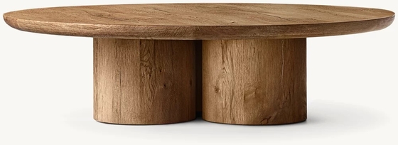 Contemporary Design Coffee Table Furniture with Wood Top and Sintered Stone Base for Living Room