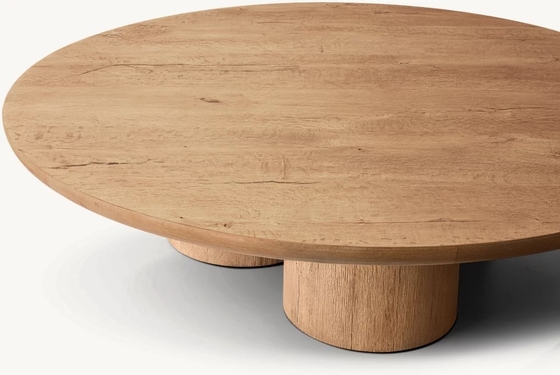 Contemporary Design Coffee Table Furniture with Wood Top and Sintered Stone Base for Living Room