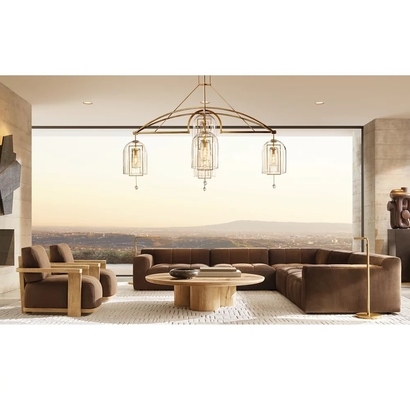 Contemporary Design Coffee Table Furniture with Wood Top and Sintered Stone Base for Living Room