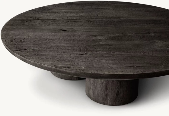 Contemporary Design Coffee Table Furniture with Wood Top and Sintered Stone Base for Living Room