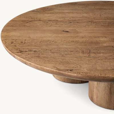 Contemporary Design Coffee Table Furniture with Wood Top and Sintered Stone Base for Living Room