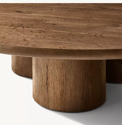 Contemporary Design Coffee Table Furniture with Wood Top and Sintered Stone Base for Living Room