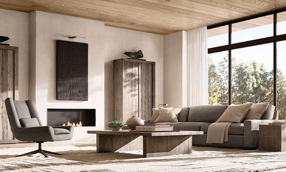 Modern Rectangle Coffee Table Furniture for Living Room in Stainless Steel and Sintered Stone Top