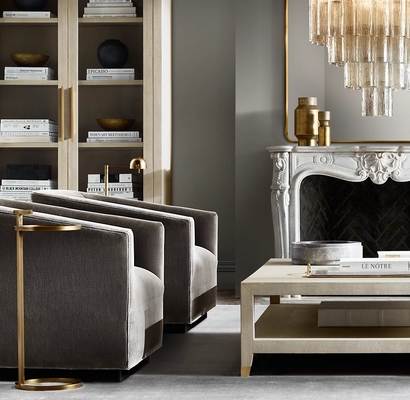 Modern Stainless Steel And Sintered Stone Coffee Table For Living Room Furnishing