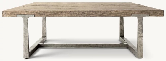 Modern Coffee Table Living Room Furniture 1400*800*450 Mm With Stainless Steel And Wood Top