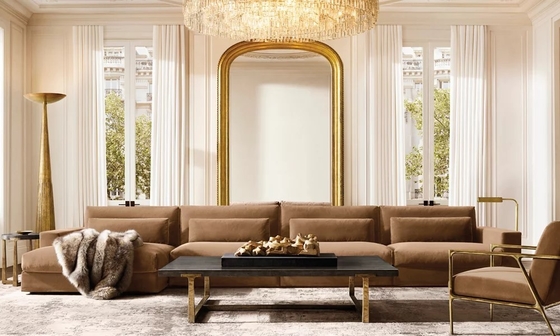 Modern Coffee Table Living Room Furniture 1400*800*450 Mm With Stainless Steel And Wood Top
