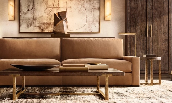 Modern Coffee Table Living Room Furniture 1400*800*450 Mm With Stainless Steel And Wood Top