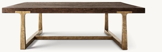 Assemblaggio richiesto Tavolo da caffè moderno 1000x1000x450mm Con acciaio inossidabile e copertura in legno