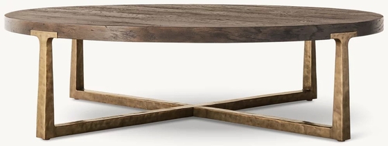 Modern Wood Top Round Coffee Table 300mm With Stainless Steel Material