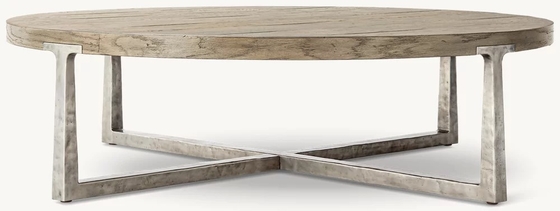 Modern Wood Top Round Coffee Table 300mm With Stainless Steel Material