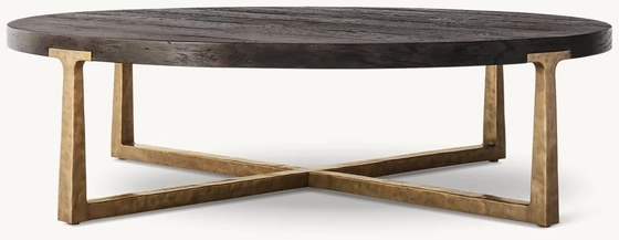 Modern Wood Top Round Coffee Table 300mm With Stainless Steel Material