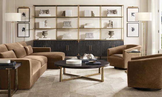 Modern Wood Top Round Coffee Table 300mm With Stainless Steel Material