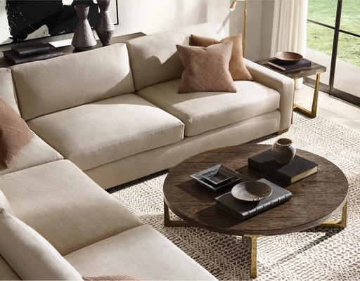 Modern Wood Top Round Coffee Table 300mm With Stainless Steel Material