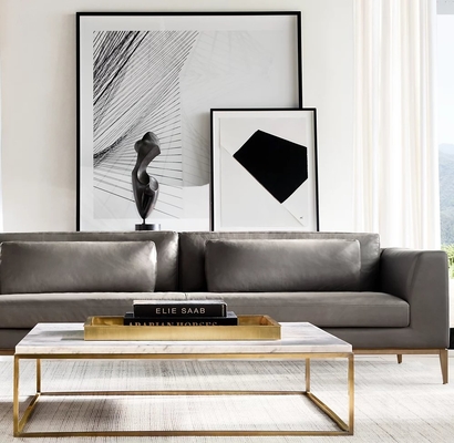 Stainless Steel And Sintered Stone Top Coffee Table Furniture For Modern Homes